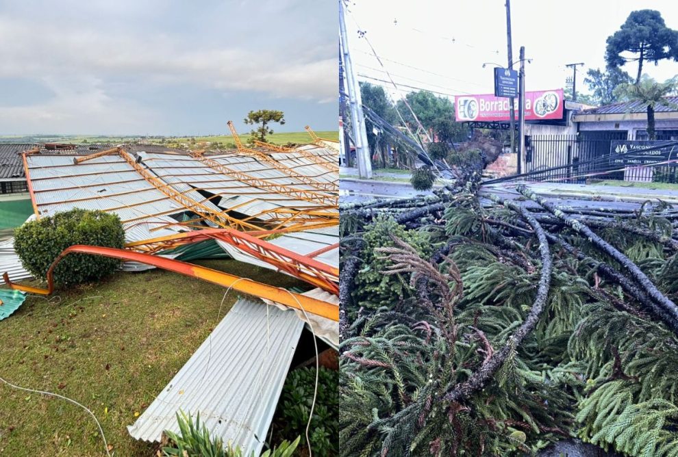 Chuva forte com ventos de 121 km/h causa estragos no Paraná