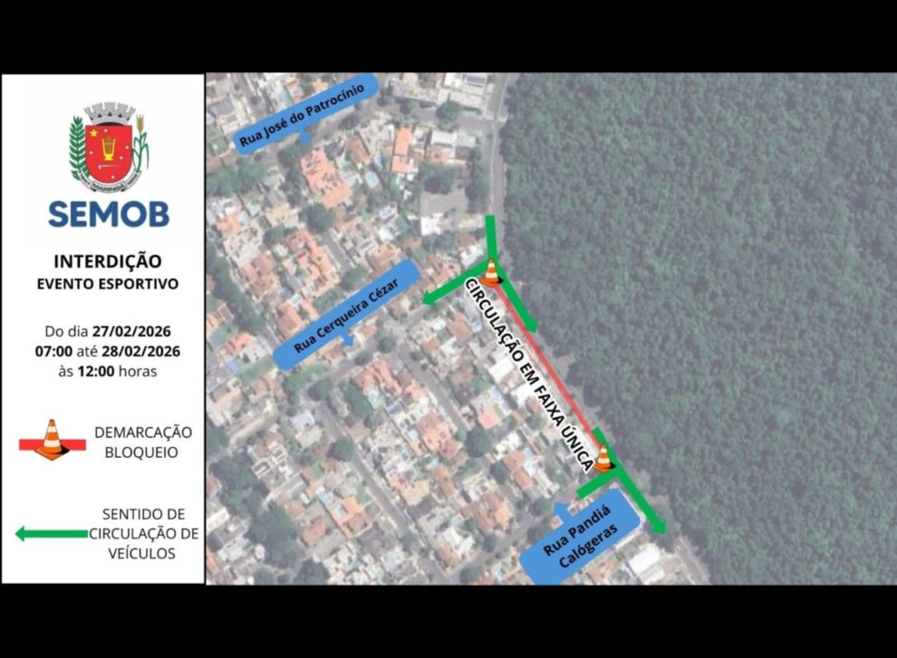 Maringá: Interdição na região do Bosque II segue até sábado (28) para montagem de corrida rústica