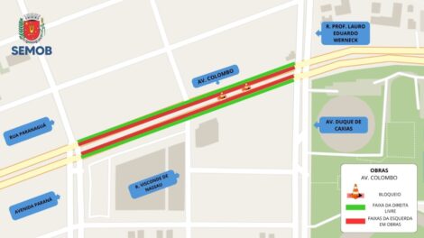 Avenida Colombo vai estar parcialmente interditada nesta segunda-feira (23)