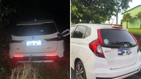 Carros roubados na Avenida Tiradentes, em Maringá, são recuperados abandonados em Mandaguaçu