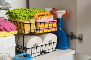 Pela sua segurança, nunca guarde produtos de limpeza debaixo da pia