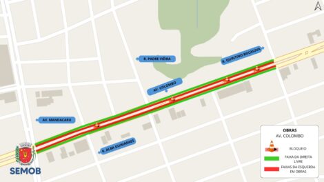 Trecho da Avenida Colombo terá interdição parcial para recape neste sábado (21)