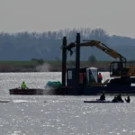 Baleia encalhada na Alemanha é colocada em balsa, em operação polêmica de milionários
