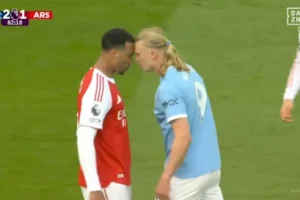 Haaland e Gabriel se estranham, e lance gera polêmica na Premier League