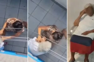 Neta é flagrada agredindo avó de 96 anos em disputa por aluguel; vídeo