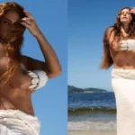 Paolla Oliveira divulga ensaio de topless na praia