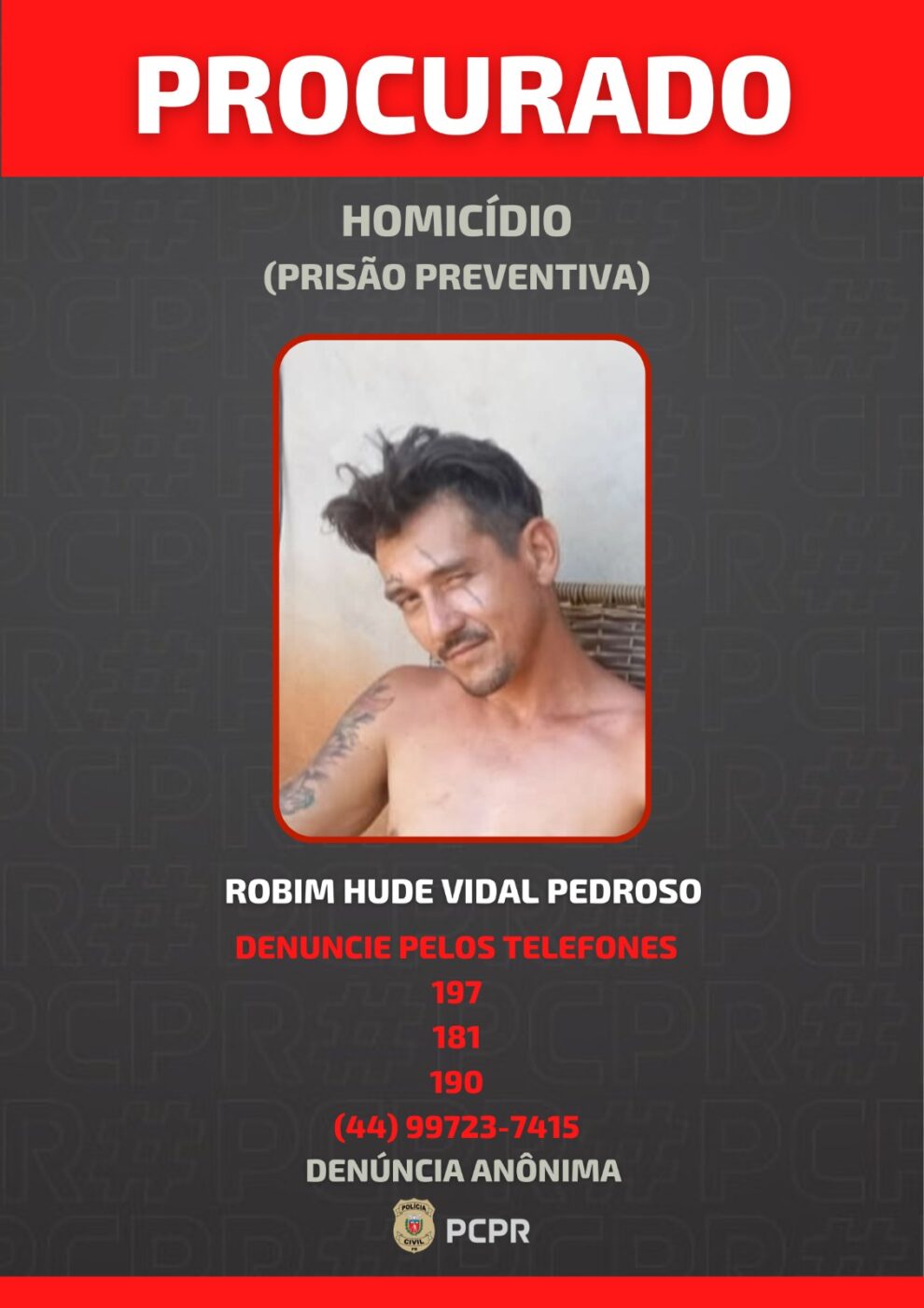 'Robim Hude' é procurado pela polícia por assassinar homem a pedradas