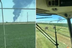 Avião bombardeiro cai logo após decolar de base aérea nos EUA