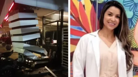 Mulher morre após bater carro em coluna da portaria de condomínio em Alphaville