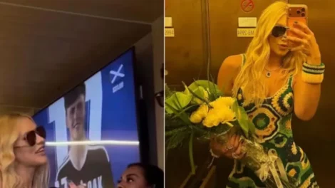 Virginia curte camarote com a mãe de Vini Jr. e mostra flores