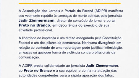 ADI-PR repudia ameaças de morte contra jornalista após reportagem sobre incorporadora no Paraná