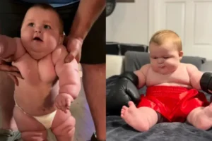 Bebê de 8 meses é tão grande que usa roupas de... 5 anos: "Não é normal"