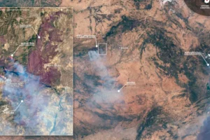 Imagem de satélite revela nuvem de fumaça sobre a Espanha