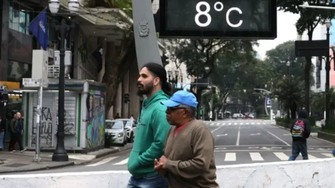 Massa polar derruba temperaturas e pode levar frio de -8°C ao Sul