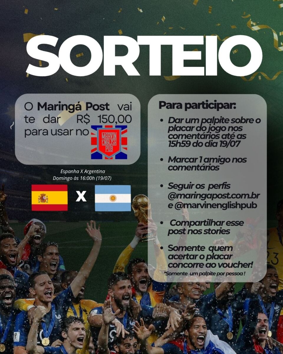 Ninguém acertou: sorteio do Maringá Post termina sem vencedores na final da Copa do Mundo