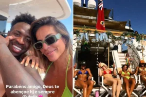 Virginia Fonseca comemora aniversário de Vini Jr em iate de luxo na Itália