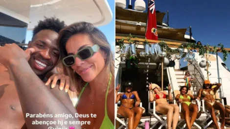 Virginia Fonseca comemora aniversário de Vini Jr em iate de luxo na Itália