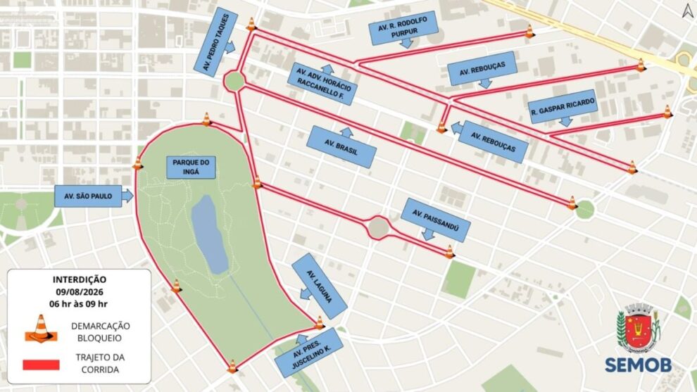 Corrida de rua altera transito nas vias de Maringá neste domingo