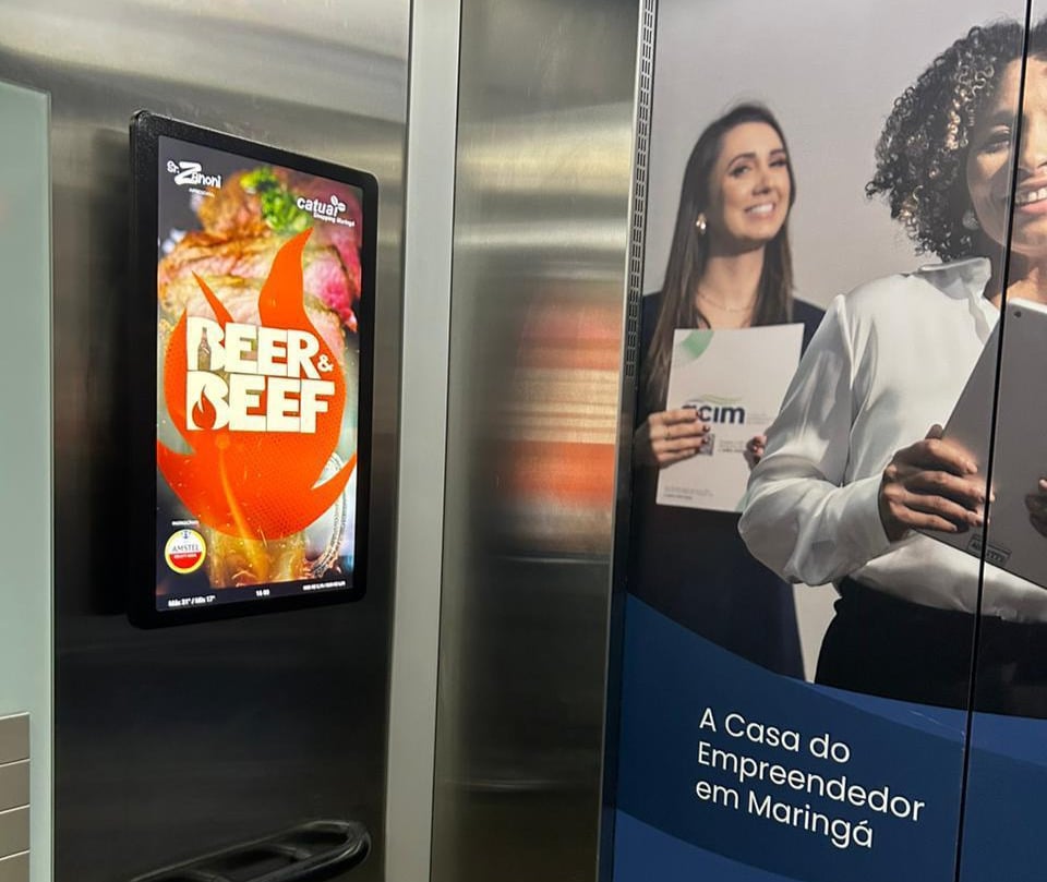 Beer & Beef leva sua comunicação aos elevadores da Triunfo OOH em Maringá