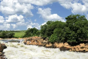 Rio Tietê fica com a água escura na região de Salto (SP)