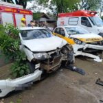 Motorista fura preferencial, bate em carro de autoescola e atinge pedestre em Maringá