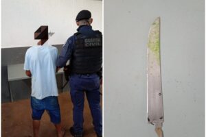 Suspeito é preso após abordar mulher com faca e tentar roubar celular no centro de Maringá